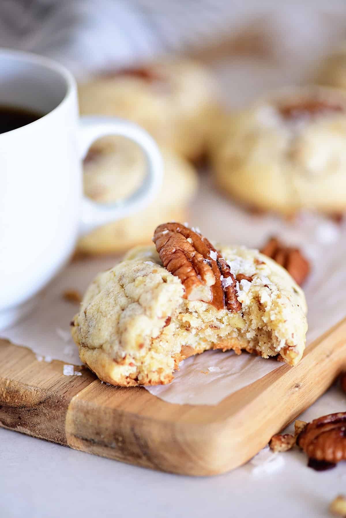 Butter Pecan Cookie with a bite taken