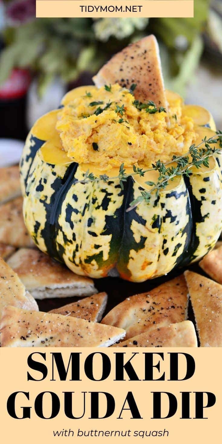 gouda cheese dip in a gourd