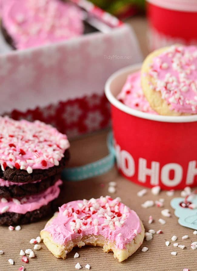 Christmas cake mix cookies with peppermint buttercream