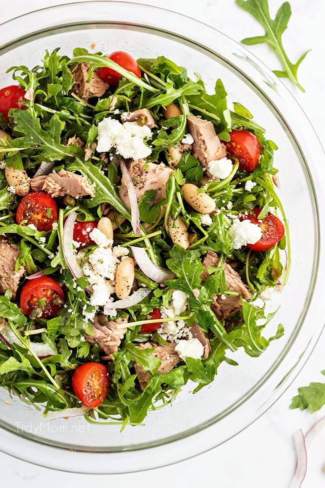 salad in a glass bowl