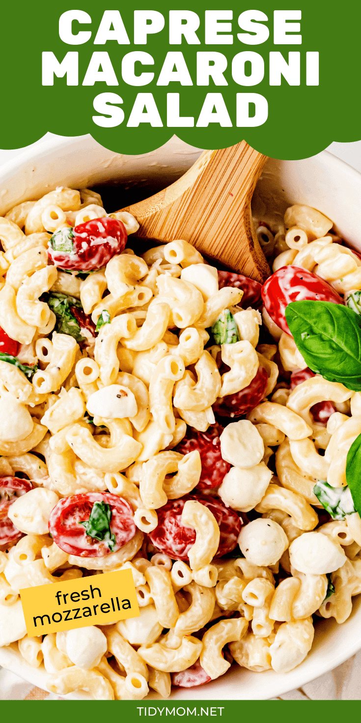 Caprese Macaroni Salad close up