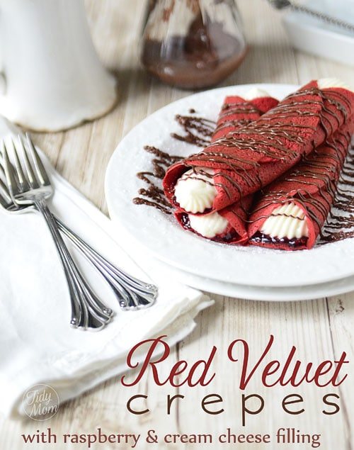 Red Velvet Crepes with Raspberry & Sweet Cream Cheese Filling