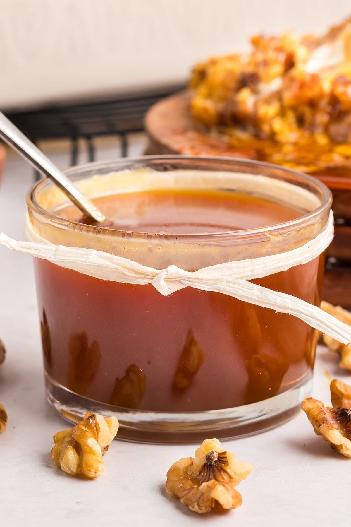 homemade caramel sauce in a jar