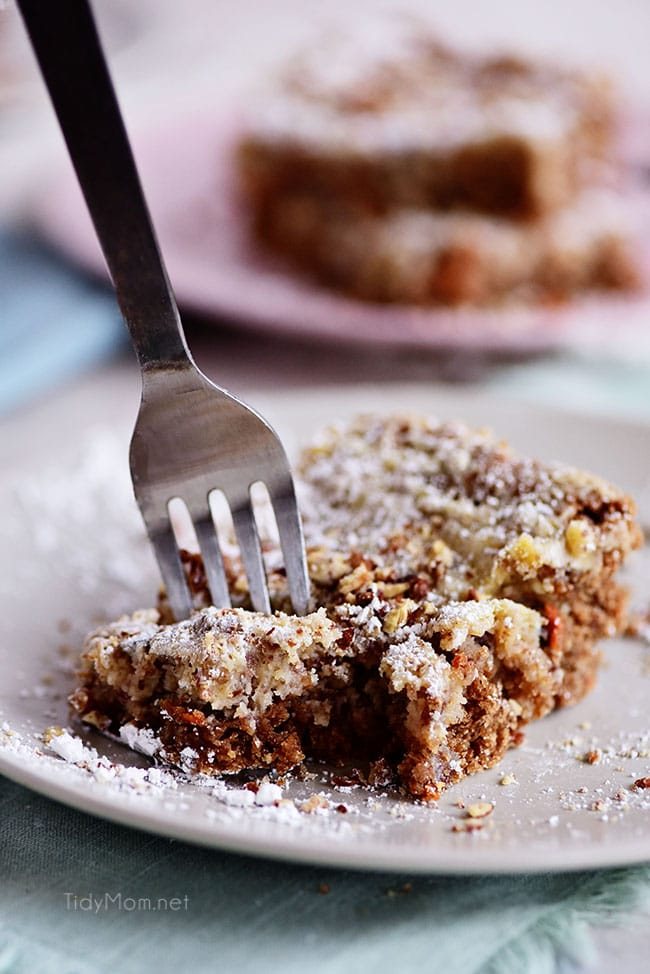 Carrot Cake Gooey Butter Cake with fork