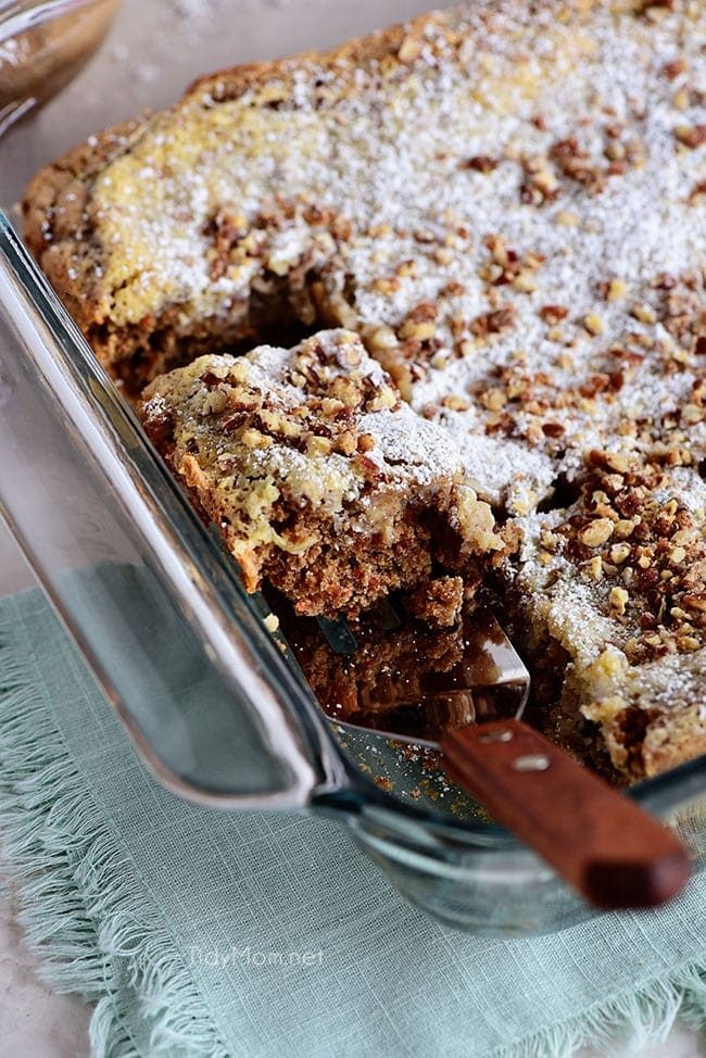 Carrot Cake Gooey Butter Cake in cake pan