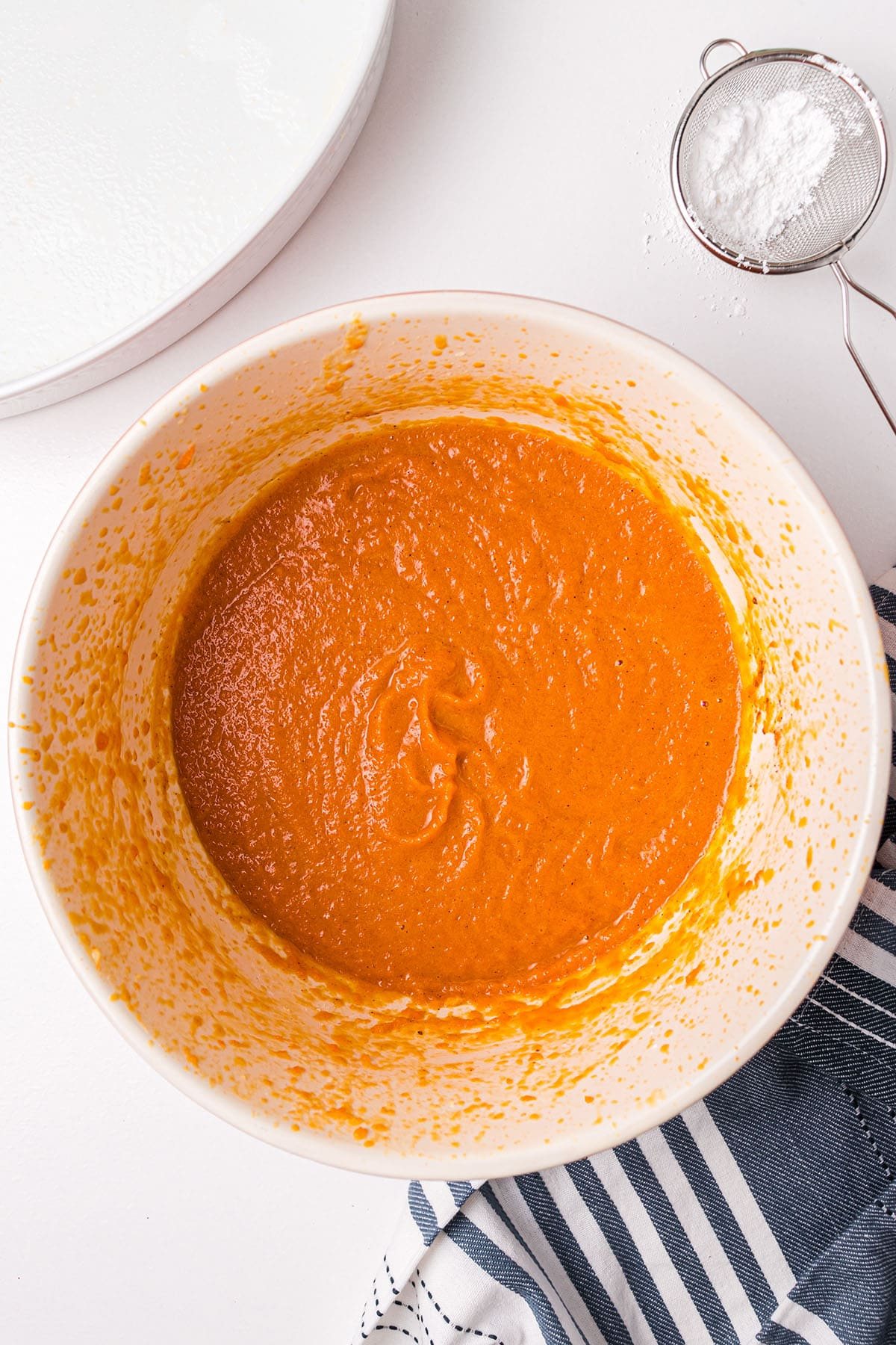 smooth souffle batter in mixing bowl