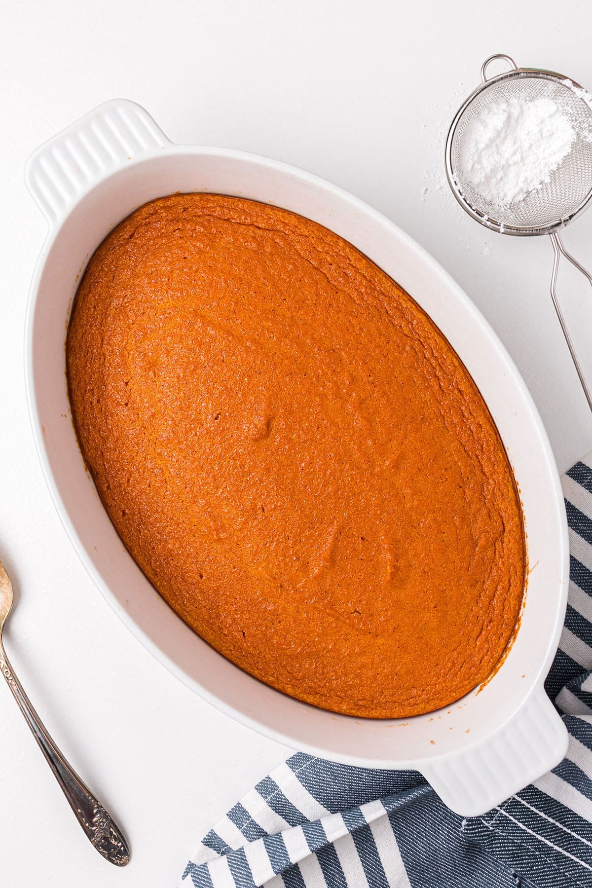 dessert souffle baked in white dish