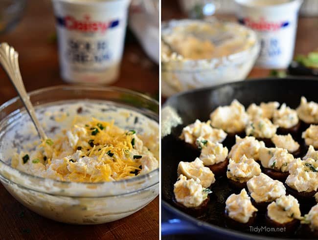 Cheesy Mashed Potato Stuffed Mushrooms with Garlic Brown Butter Breadcrumbs. Appetizer recipe at cetcu.com