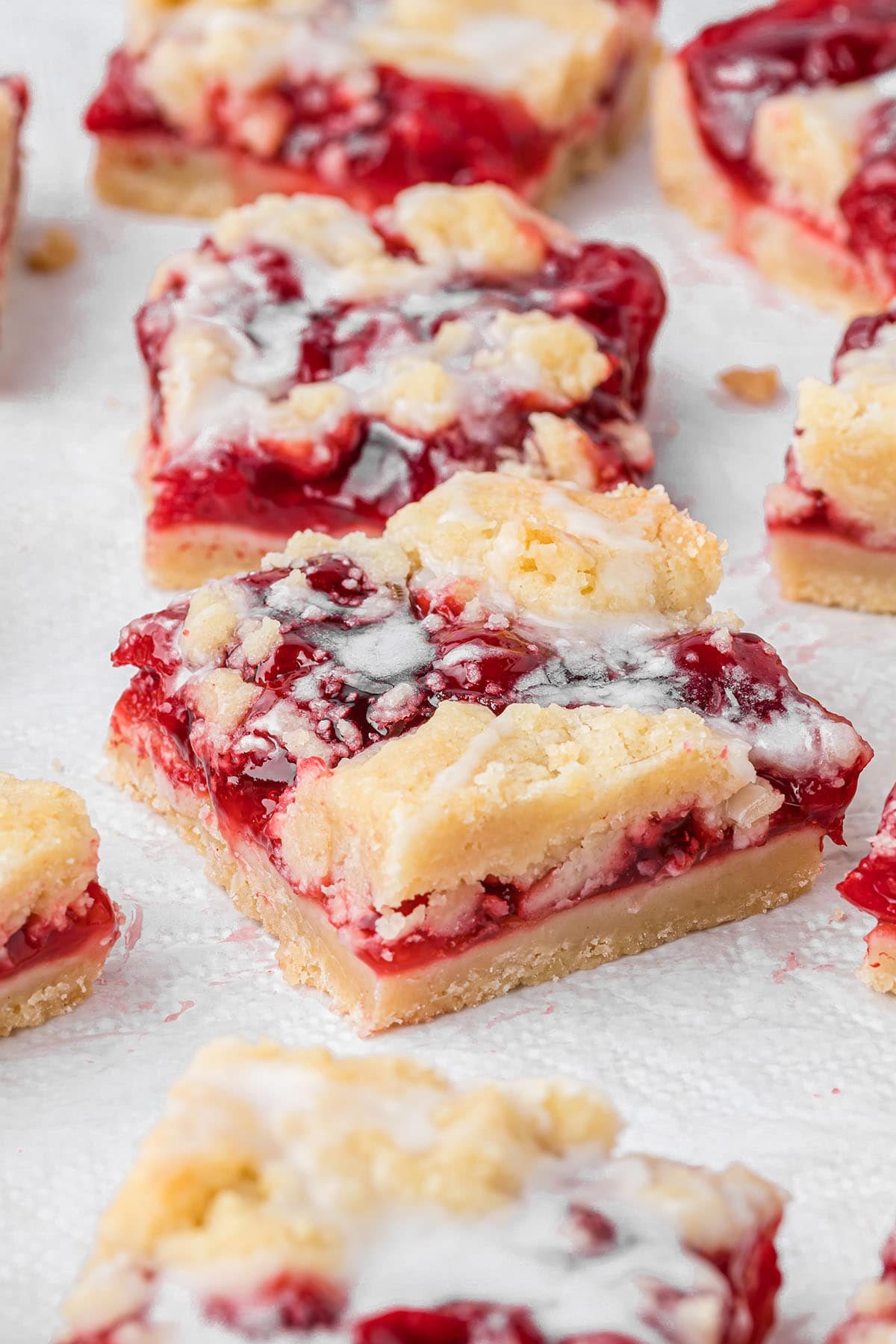 Pie bars made with cherry pie filling