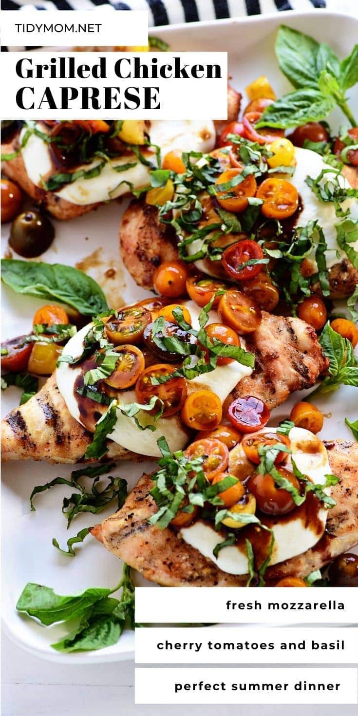 caprese grilled chicken on a platter