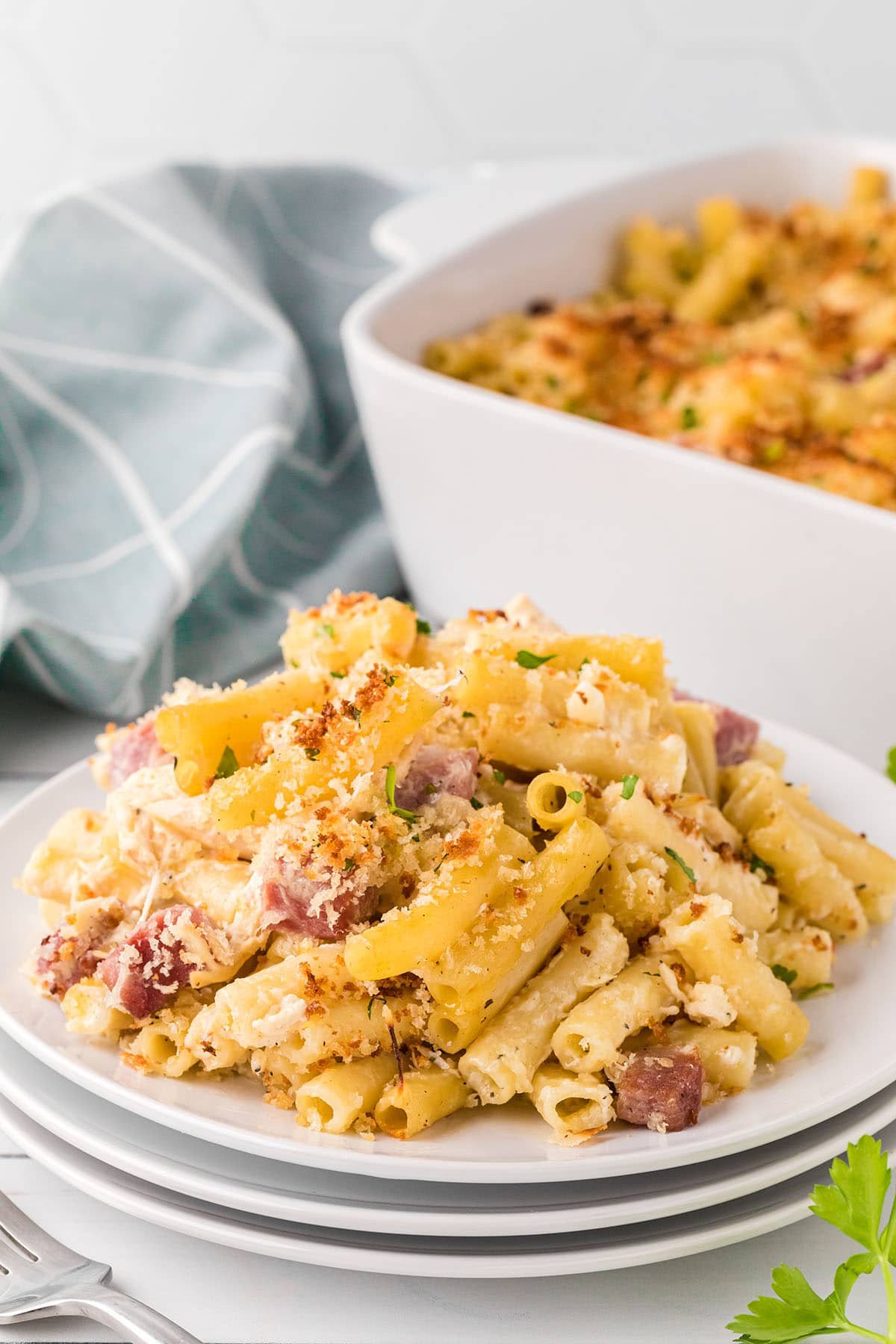 Creamy Chicken Cordon Bleu Pasta Casserole