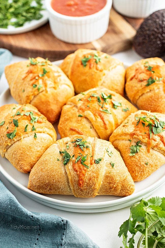 enchilada puffs on a white plate