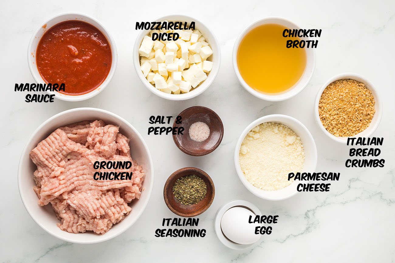 ingredients for making chicken parmesan meatballs