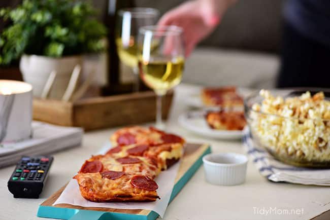 Pizza and Popcorn Movie Night. Make Gourmet Popcorn at home for a special treat. Oven-ready pizza, Sweet Heat Maple-Chili Popcorn, something to sip on and your favorite movie and you have a perfect date night at home. Print the gourmet popcorn recipe at cetcu.com