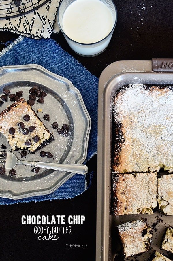 Chocolate Chip Gooey Butter Cake. So delicious you wont want to share! recipe at cetcu.com