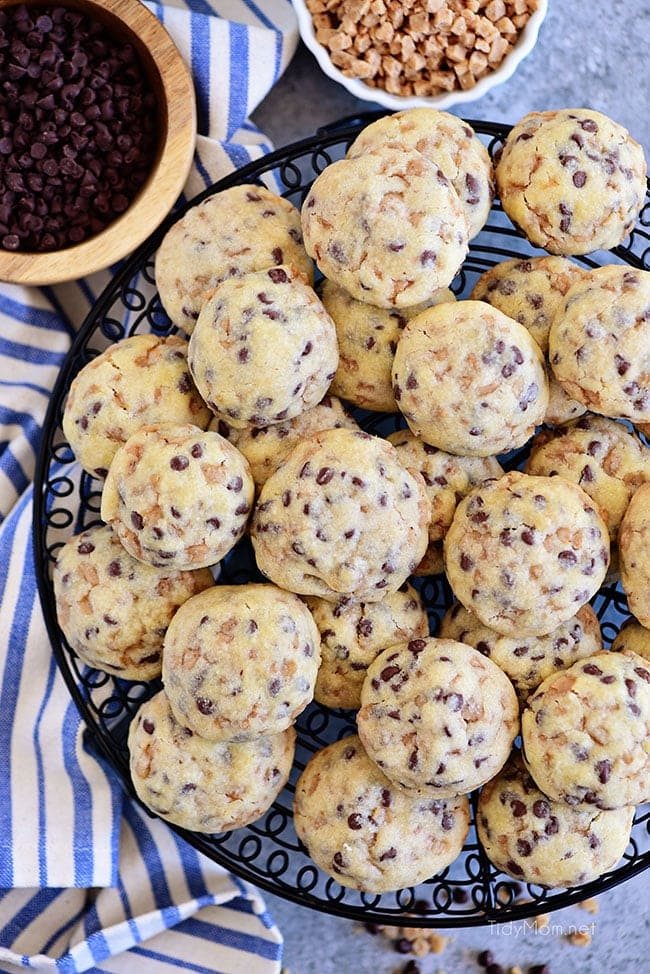 Chocolate Chip Shortbread Cookies with toffee bits