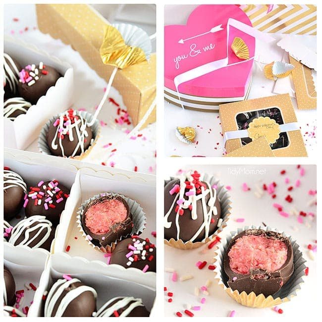 Chocolate Covered Strawberry Cake Balls #recipe at cetcu.com #ValentinesDay