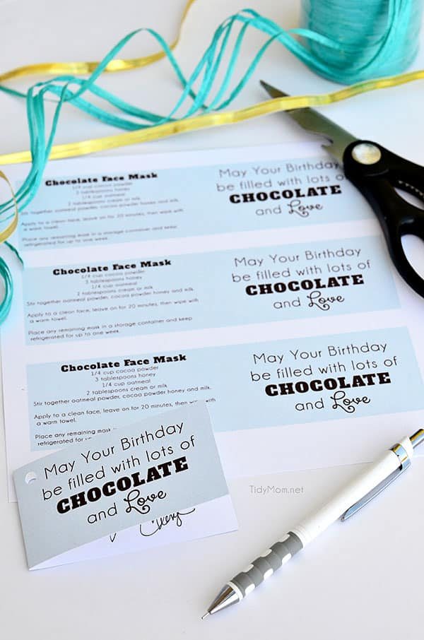 Chocolate Face Mask recipe gift tag {free printable} at cetcu.com