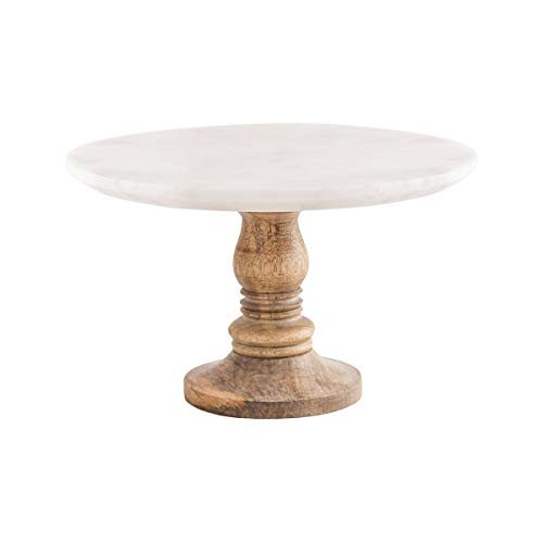 Cake Stand, Wood and White Marble