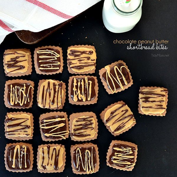 Chocolate Peanut Butter Shortbread Bites. #cookies recipe at cetcu.com