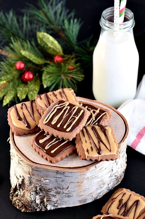 Chocolate Peanut Butter Shortbread Bites. #cookies recipe at cetcu.com