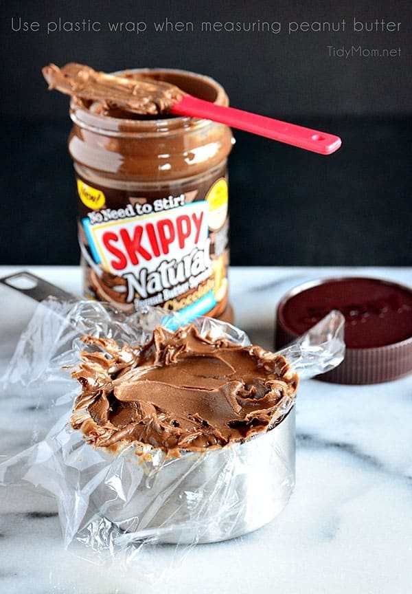 Plastic Wrap Measure Peanut Butter and other semi-solids. More #cookie tips and recipe at cetcu.com