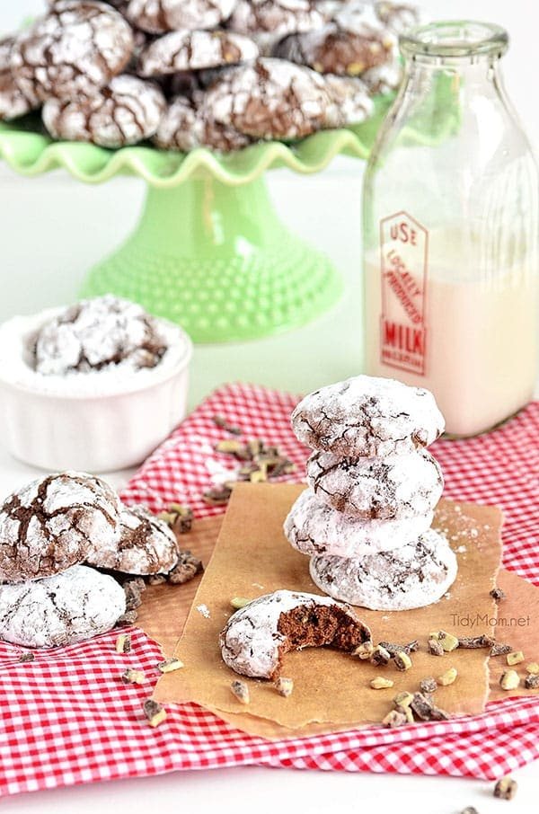 Chocolate Peppermint Crinkle Cookies
