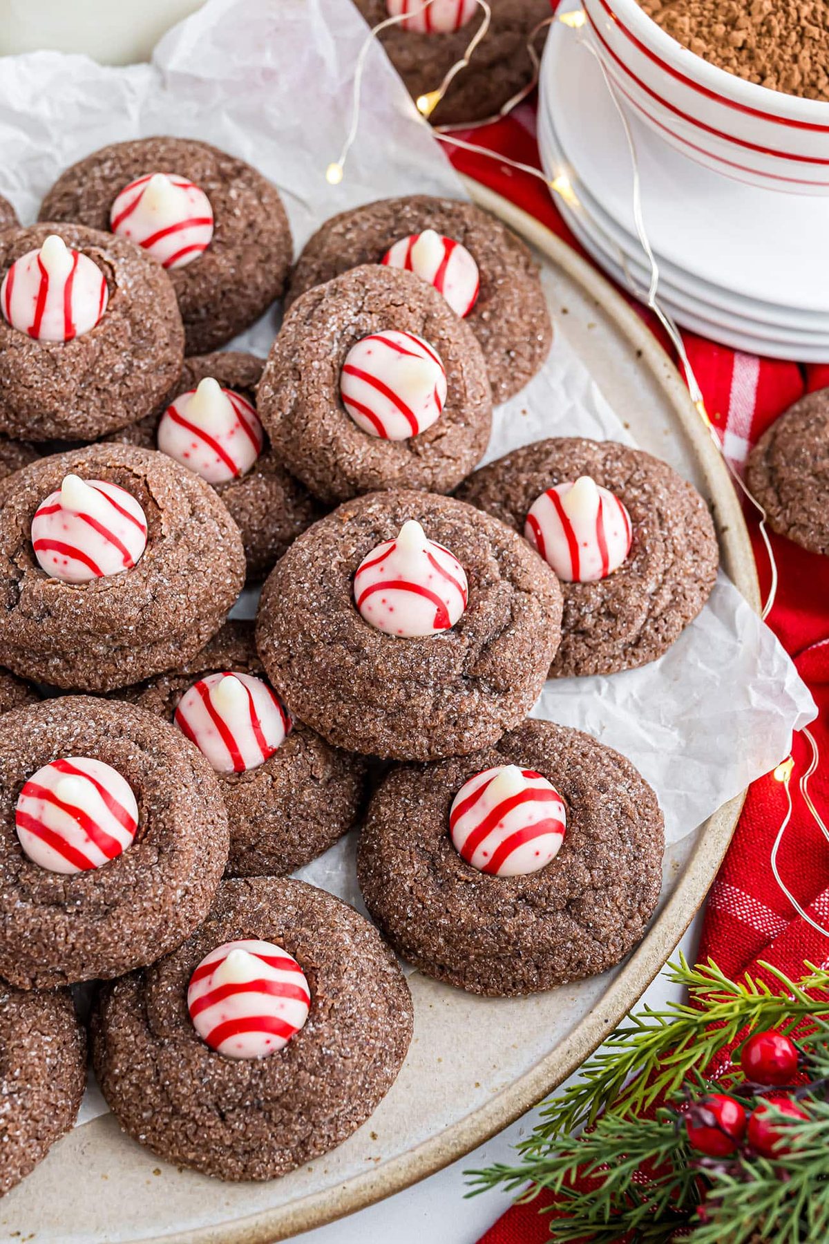 Chocolate Peppermint Kiss Cookies