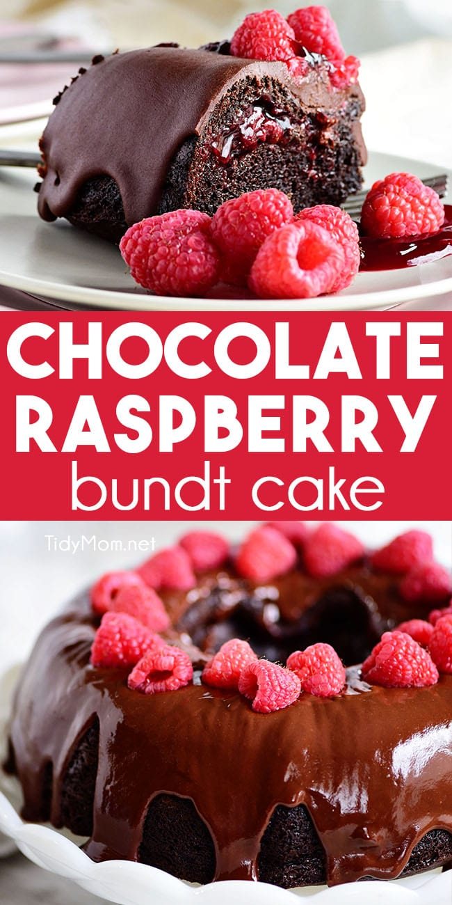 Chocolate Raspberry Bundt Cake with chambord photo collage