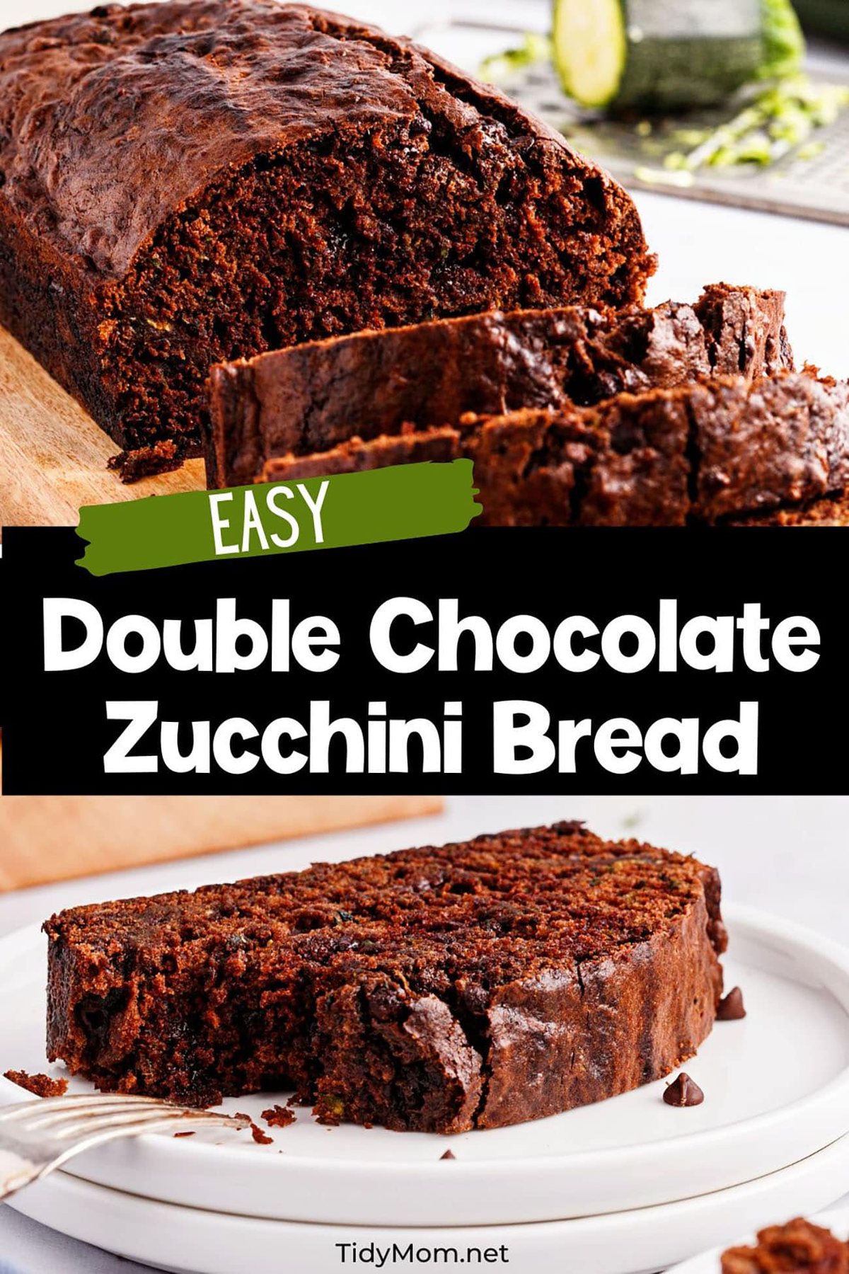 sliced loaf of chocolate quick bread