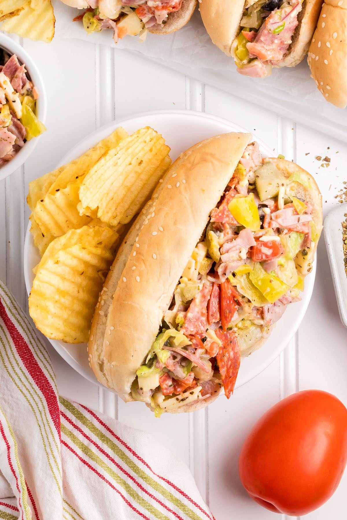 Chopped Italian Sandwich on a hoagie