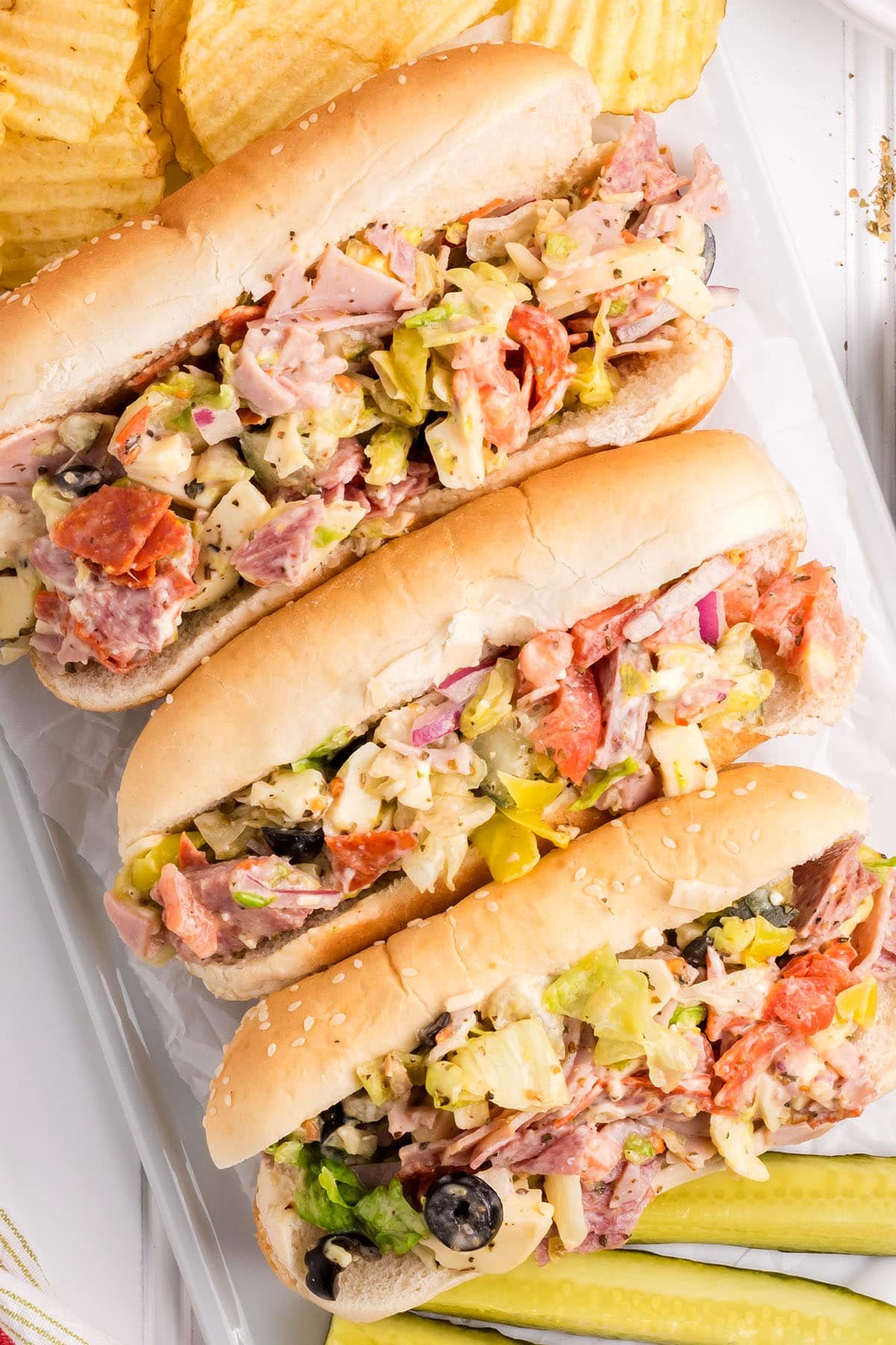 Chopped Italian sub Sandwich on a hoagie bun