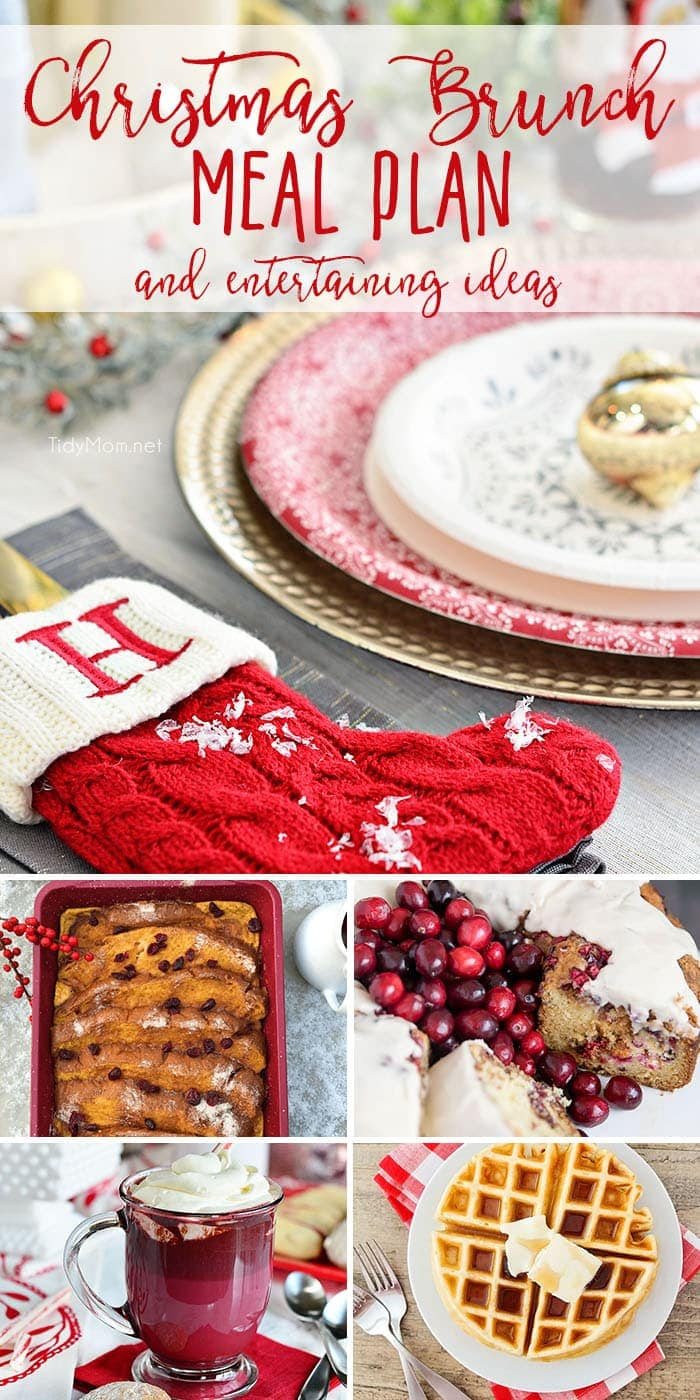 Christmas Brunch Meal Plan from cranberry appetizer and coffee cake, to eggs, baked ham and of course Christmas desserts! Get the full meal plan along with table inspiration and free printables at cetcu.com
