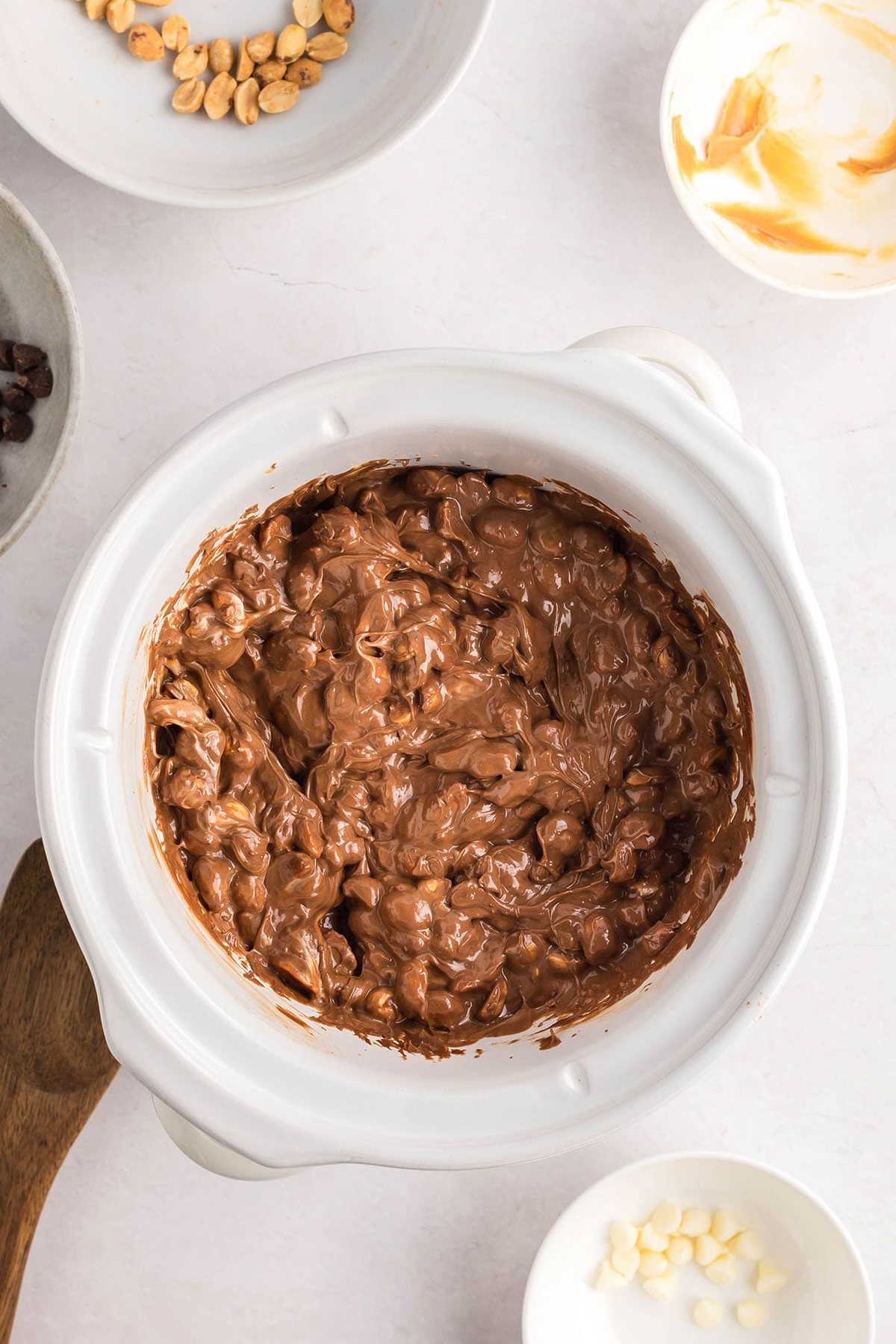 melting chocolate for crockpot candy in a slow cooker