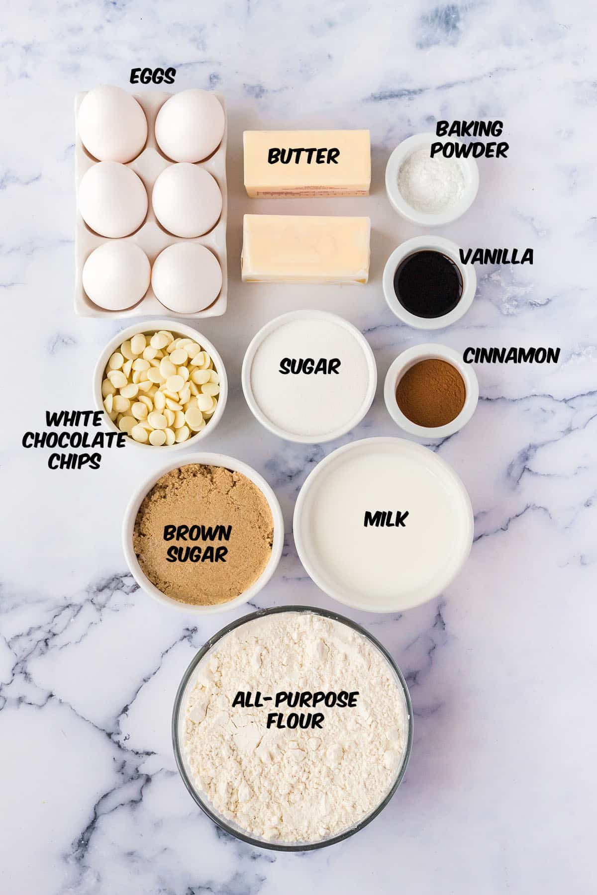 ingredients for cinnamon roll muffins