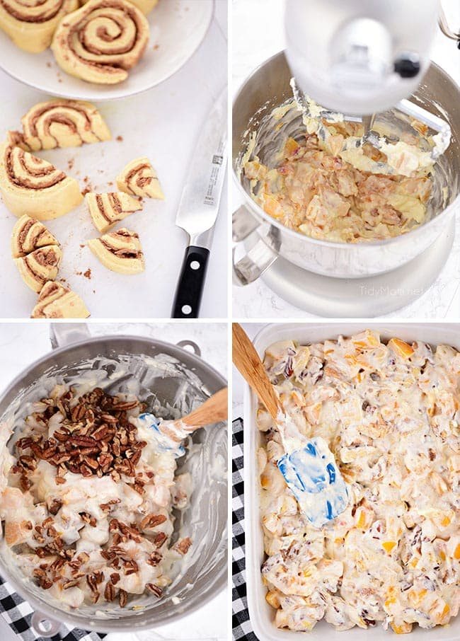 Cinnamon Roll Peach Cobbler recipe steps