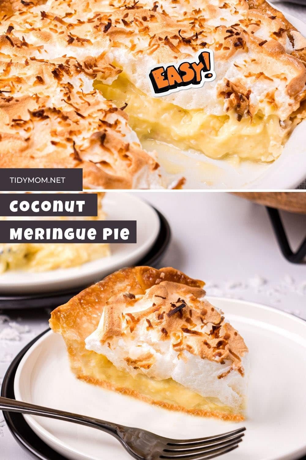 coconut cream pie with meringue photo collage