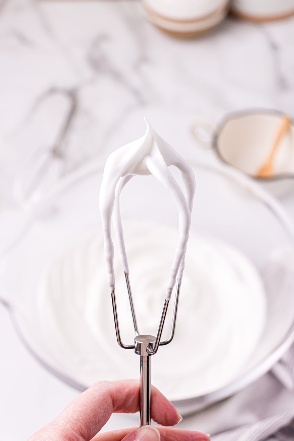 meringue stiff peaks on a beater