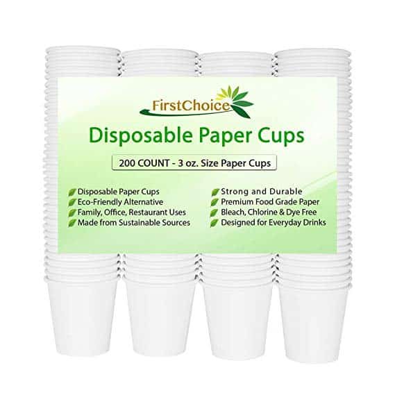 Disposable White Paper Cups - 3oz