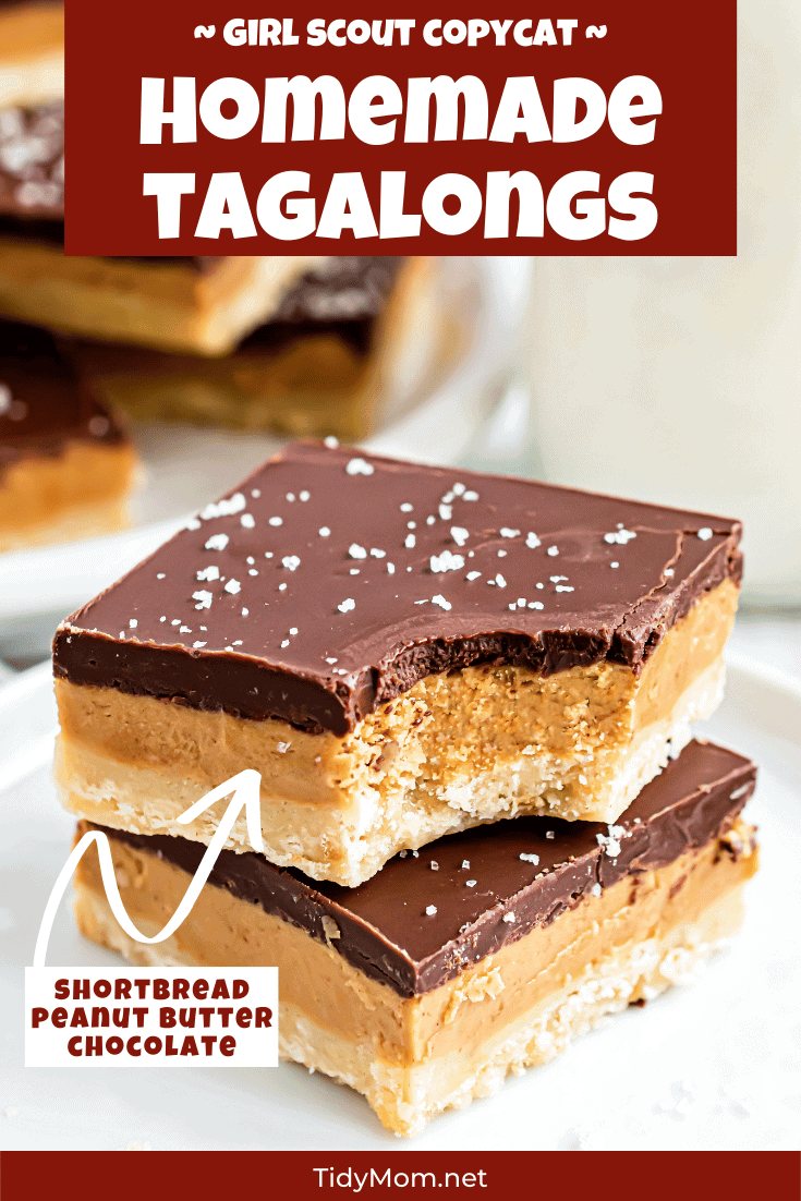 Homemade Tagalong cookie bars on a white plate