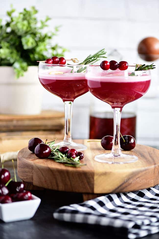 The fruity cherry and cranberry notes in this Cran-Cherry Rye Whiskey Sour Cocktail complement the spicy rye and tone down its bite. An egg white in my cocktail? You betcha! Utterly the perfect cocktail for winter or any time of year.