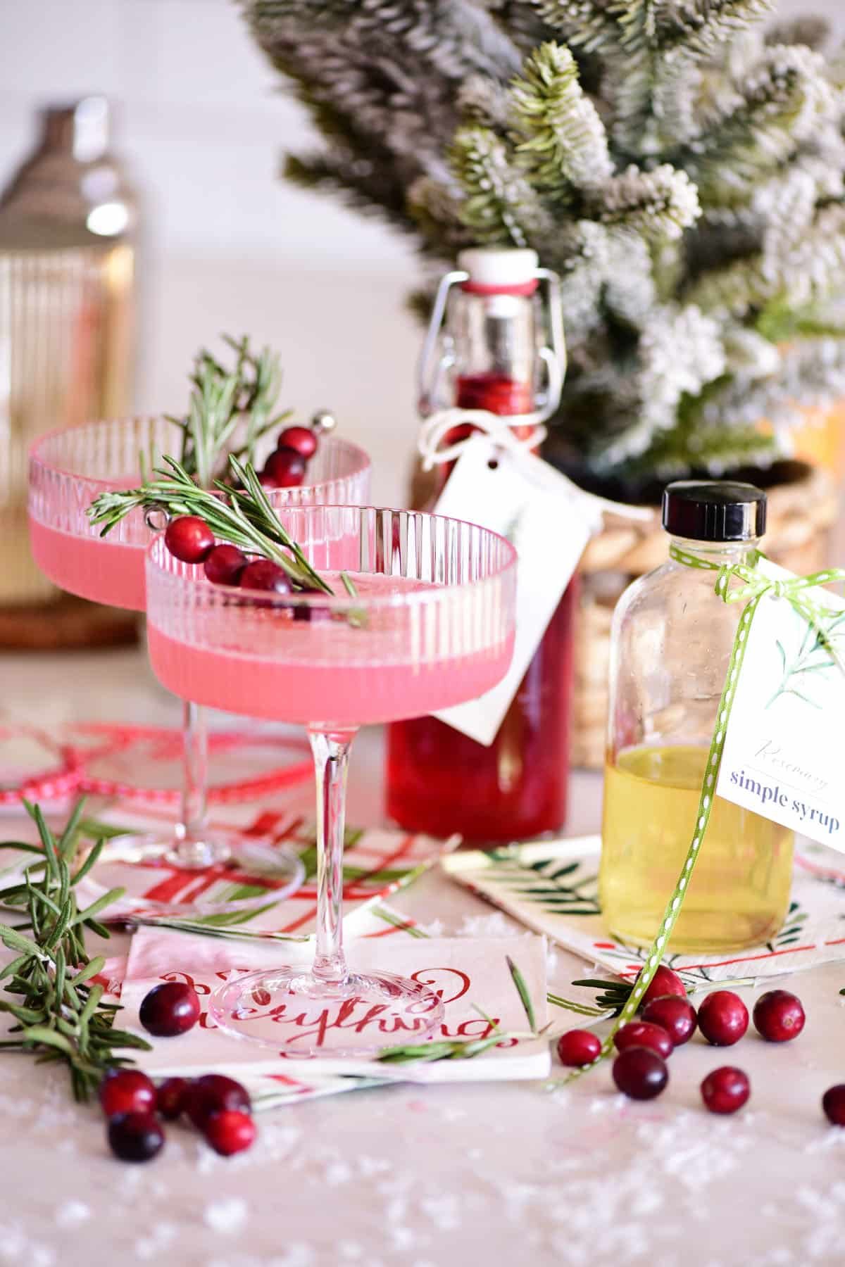 Cranberry Cosmo & Rosemary Syrup Recipe (Christmas Cocktail)