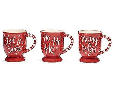 Set of 3 Assorted Red Winter Mugs
