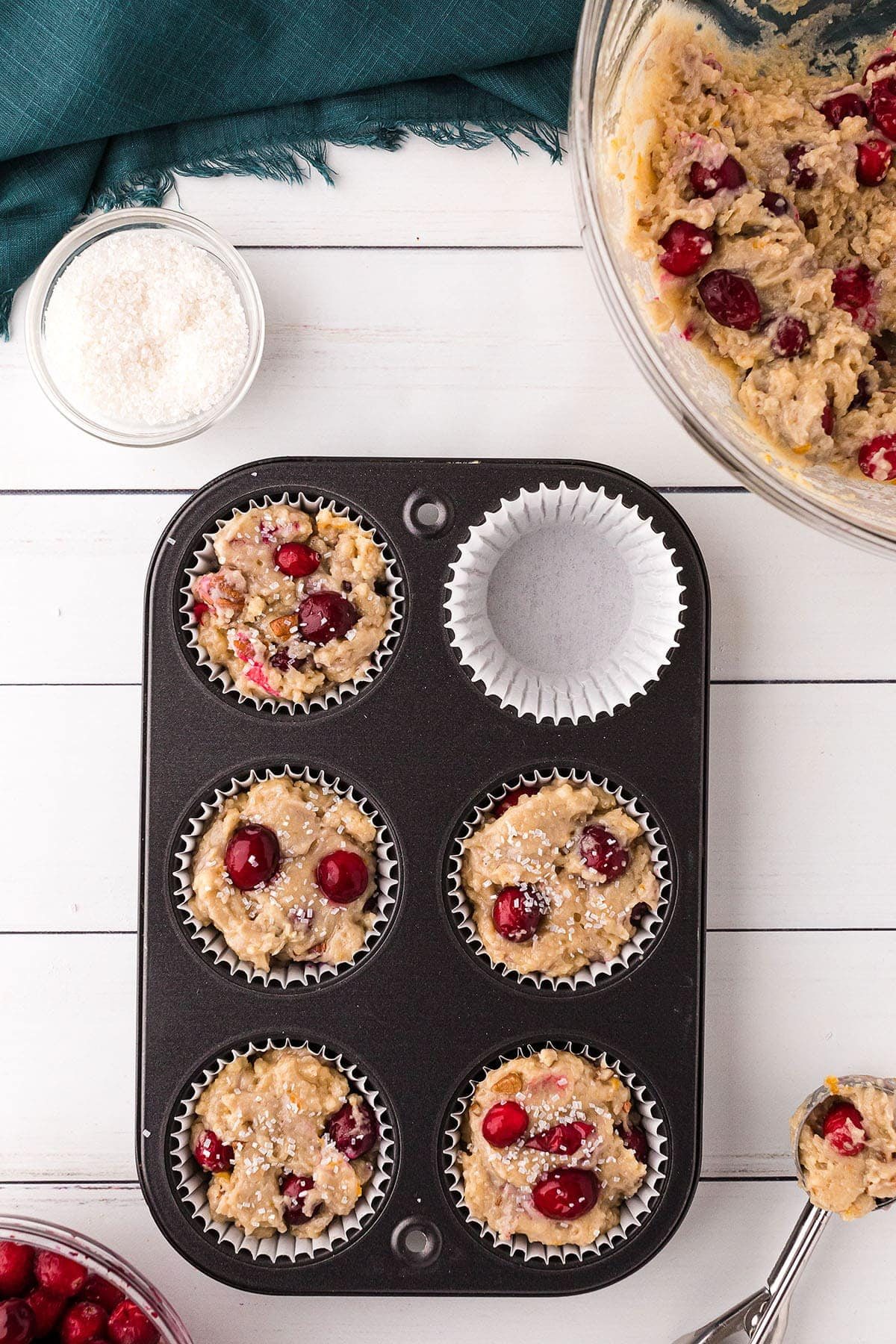 muffin batter in a cupcake pan