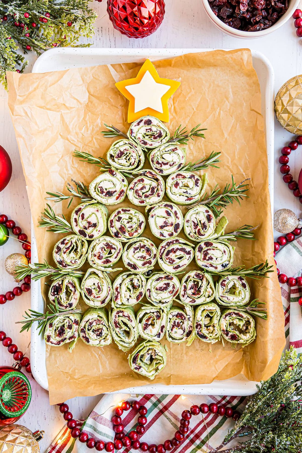 Cranberry Pinwheels – Christmas Tree Appetizer