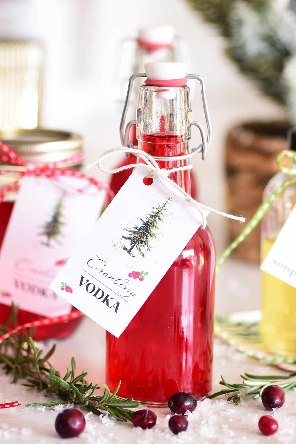 cranberry vodka in a flip-top bottle