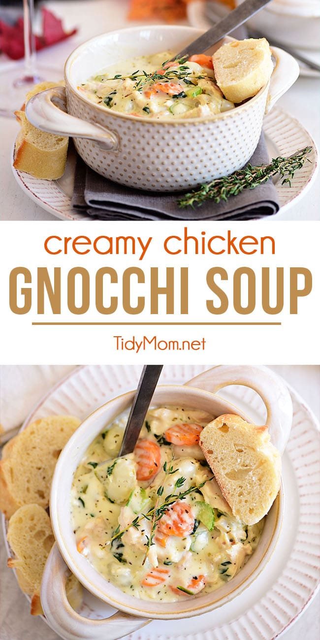 creamy chicken gnocchi soup photo collage