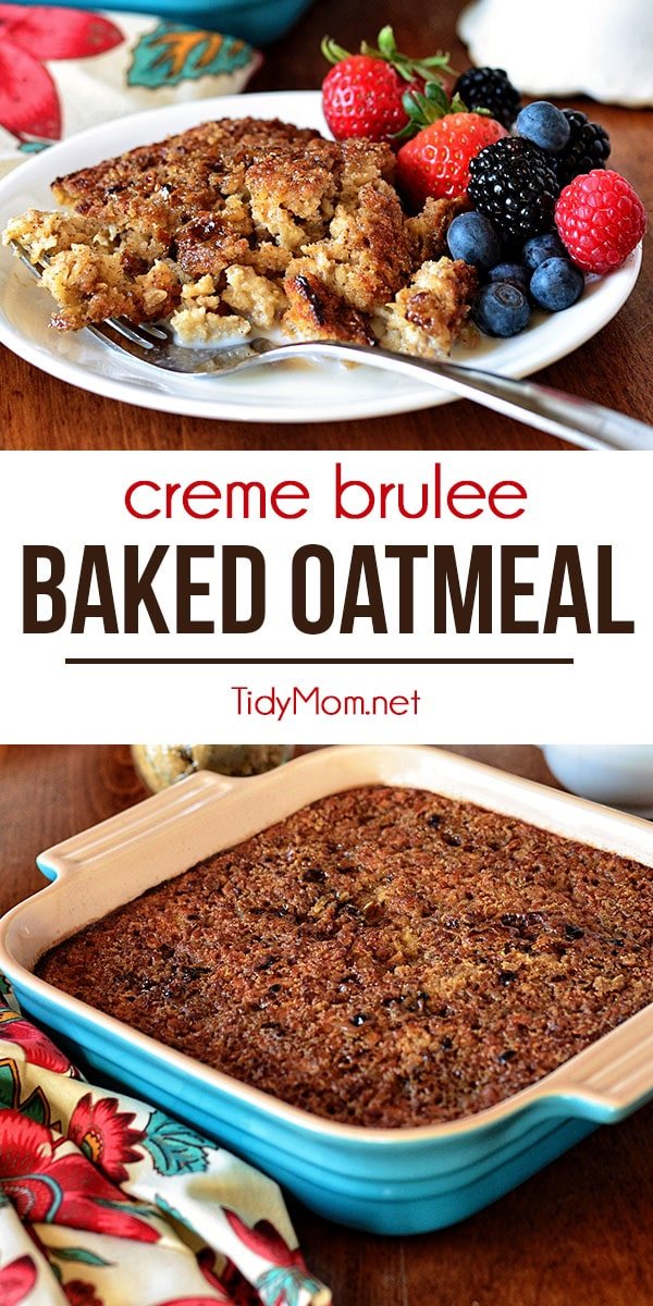 This Creme Brulee Baked Oatmeal is a creamy, yet firm oatmeal with a finishing sugary crunch that will make you forget that you’re eating something nutritious! Warm or cold, it's perfect with a drizzle of milk making its way into all of the crevices. Serve with a side fresh fruit and you’ll be satisfied until lunch! Print recipe + step-by-step video at cetcu.com