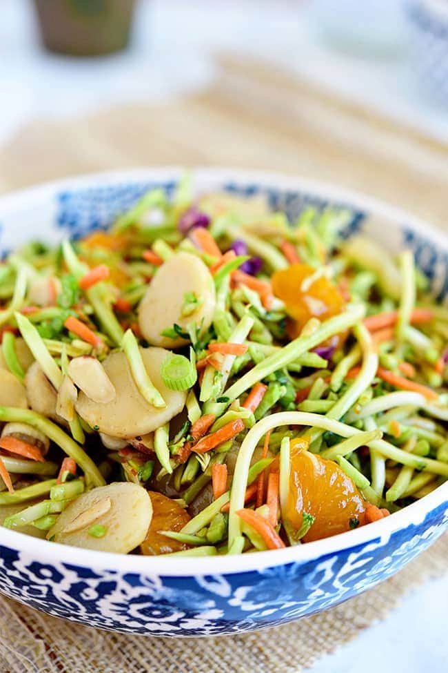 slaw with oranges and almonds in a bowl