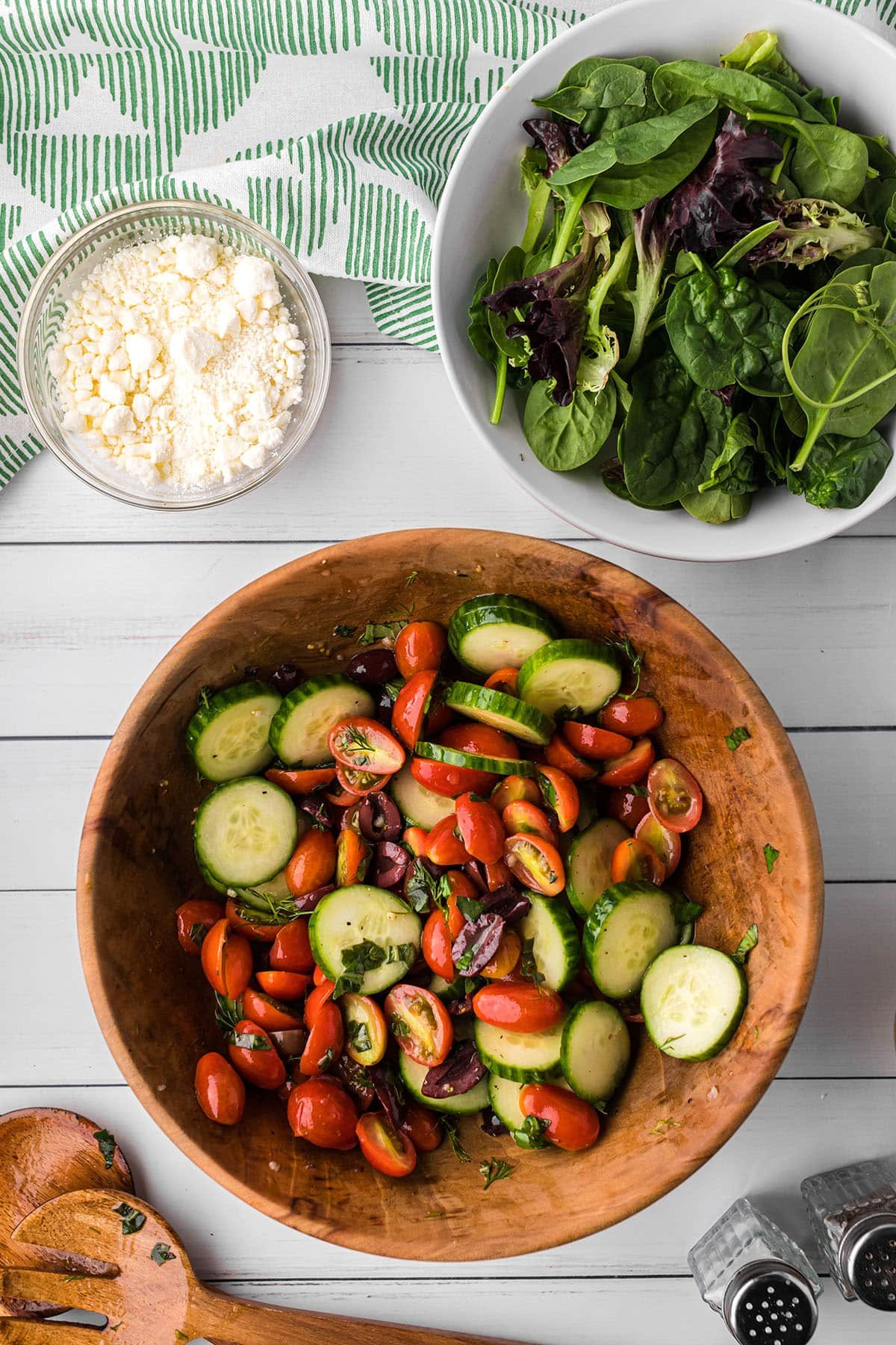 making a cucumber tomato salad step 2